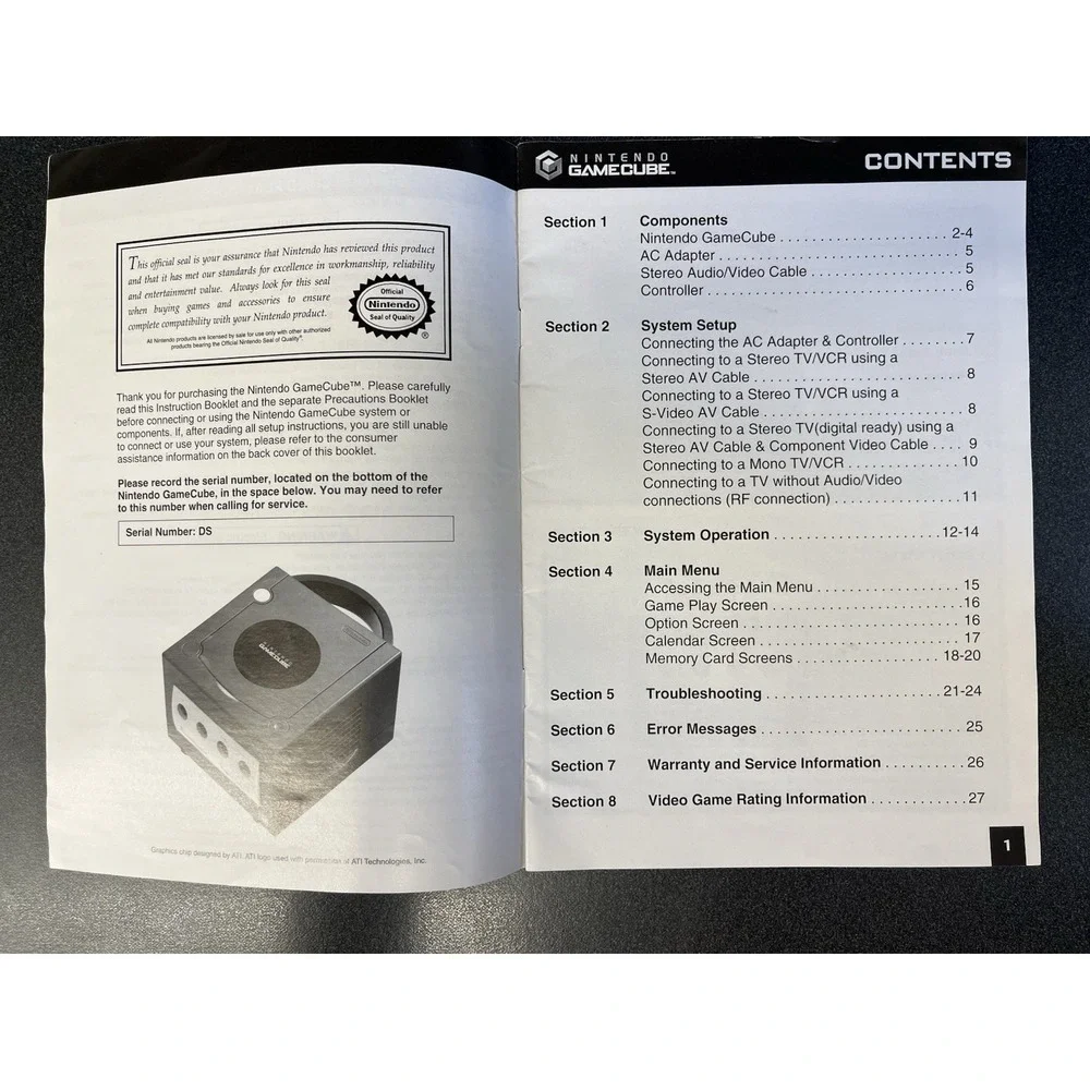 Nintendo Gamecube System Console Manual Instruction Booklet Only IM-DOL-USA-1